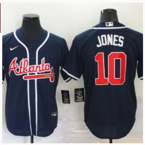 Atlanta Braves #10 Chipper Jones Blue Mens Stitched Baseball Jersey
